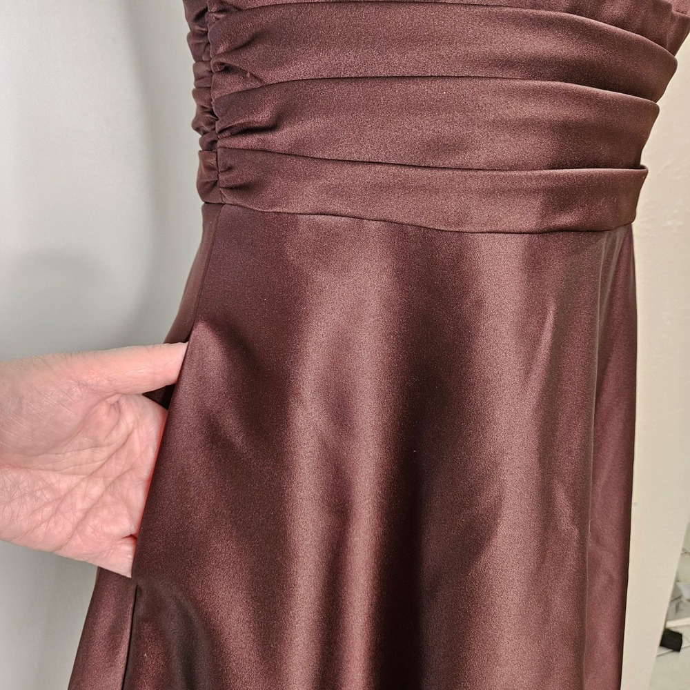 Alfred Angelo Brown Satin A-Line Prom Dress - Picture 4 of 11